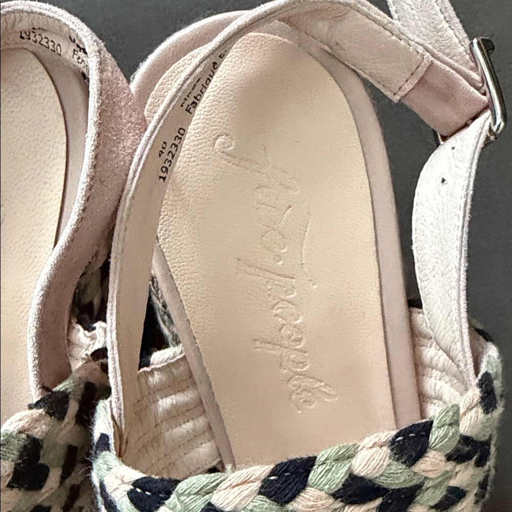 Free People Dolce Woven Platform Sandals Size 40/9 Green, Black & Tan Boho - Picture 3 of 10